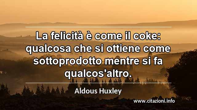 “La felicità è come il coke: qualcosa che si ottiene come sottoprodotto mentre si fa qualcos'altro.”