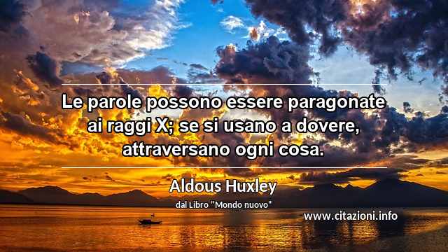 “Le parole possono essere paragonate ai raggi X; se si usano a dovere, attraversano ogni cosa.”