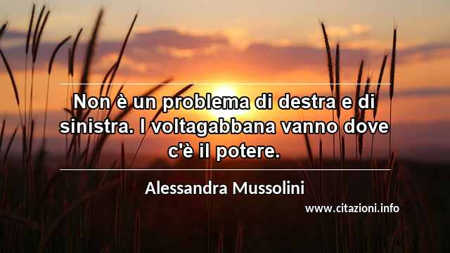 “Non è un problema di destra e di sinistra. I voltagabbana vanno dove c'è il potere.”