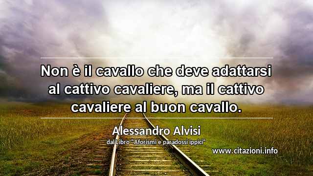 “Non è il cavallo che deve adattarsi al cattivo cavaliere, ma il cattivo cavaliere al buon cavallo.”