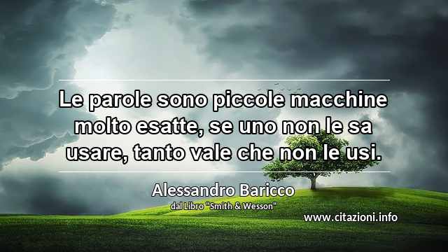 “Le parole sono piccole macchine molto esatte, se uno non le sa usare, tanto vale che non le usi.”