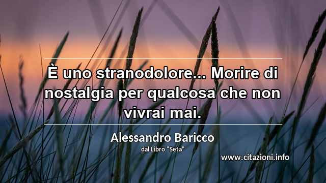 “È uno stranodolore... Morire di nostalgia per qualcosa che non vivrai mai.”