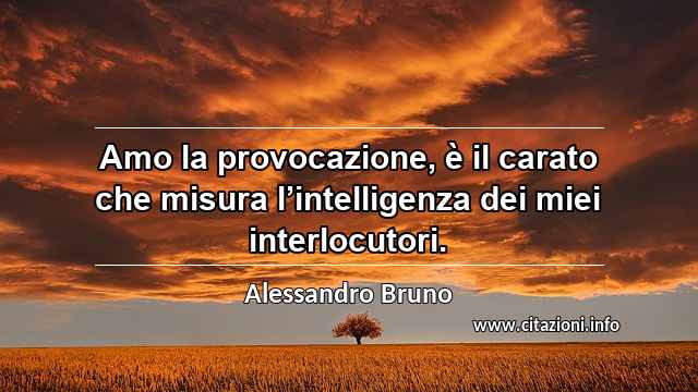 “Amo la provocazione, è il carato che misura l’intelligenza dei miei interlocutori.”