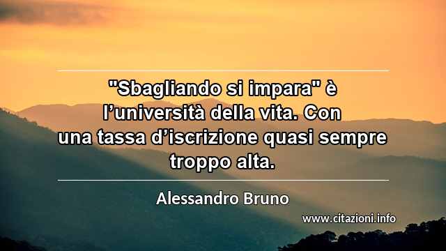 "Sbagliando si impara" è l’università della vita. Con una tassa d’iscrizione quasi sempre troppo alta.