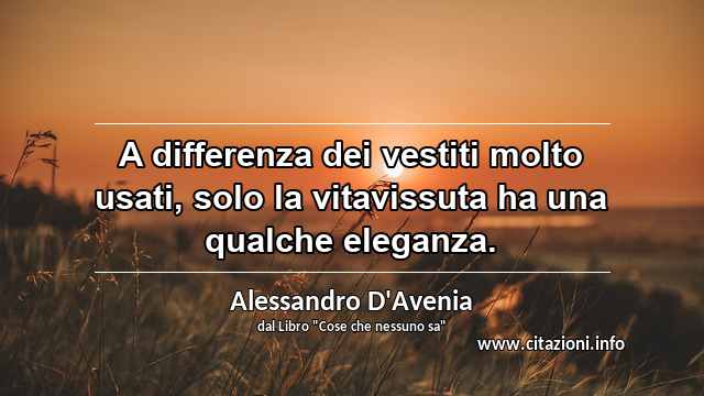 “A differenza dei vestiti molto usati, solo la vitavissuta ha una qualche eleganza.”