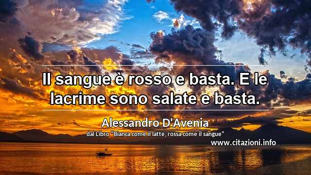 “Il sangue è rosso e basta. E le lacrime sono salate e basta.”