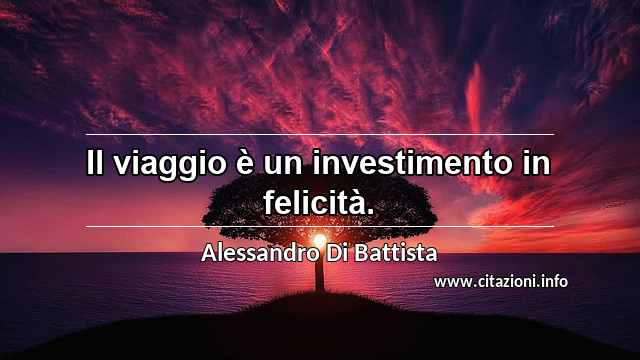 “Il viaggio è un investimento in felicità.”