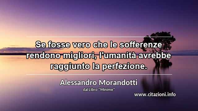 “Se fosse vero che le sofferenze rendono migliori, l'umanità avrebbe raggiunto la perfezione.”