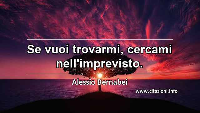 “Se vuoi trovarmi, cercami nell'imprevisto.”