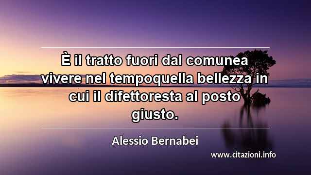 “È il tratto fuori dal comunea vivere nel tempoquella bellezza in cui il difettoresta al posto giusto.”