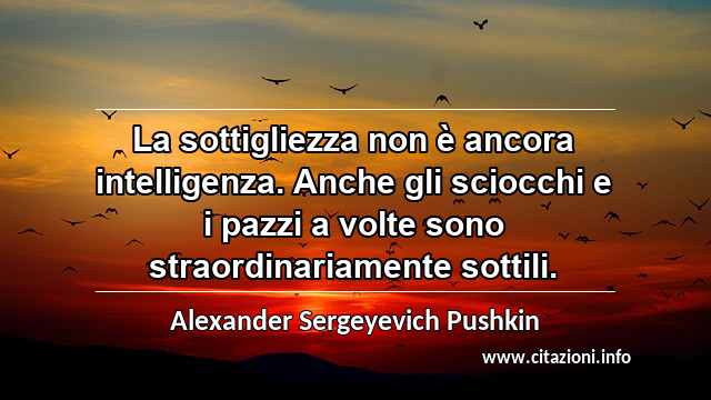 “La sottigliezza non è ancora intelligenza. Anche gli sciocchi e i pazzi a volte sono straordinariamente sottili.”
