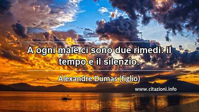 “A ogni male ci sono due rimedi: il tempo e il silenzio.”