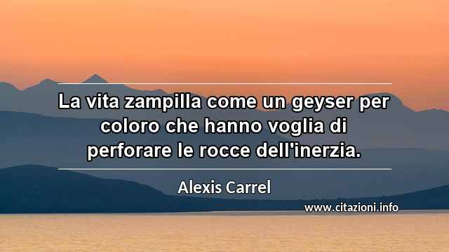 “La vita zampilla come un geyser per coloro che hanno voglia di perforare le rocce dell'inerzia.”