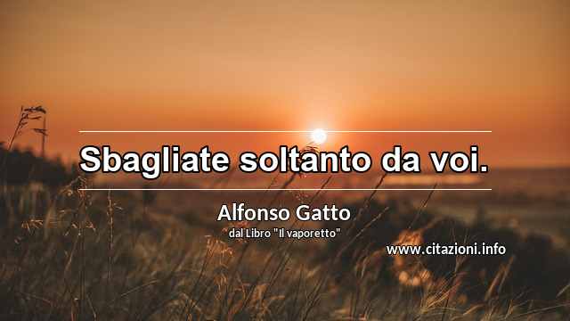 “Sbagliate soltanto da voi.”
