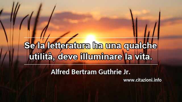 “Se la letteratura ha una qualche utilità, deve illuminare la vita.”