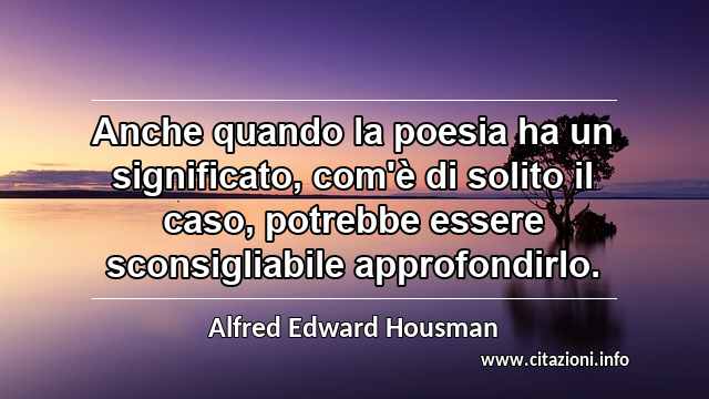 “Anche quando la poesia ha un significato, com'è di solito il caso, potrebbe essere sconsigliabile approfondirlo.”