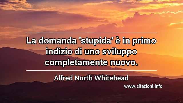 “La domanda 'stupida' è in primo indizio di uno sviluppo completamente nuovo.”