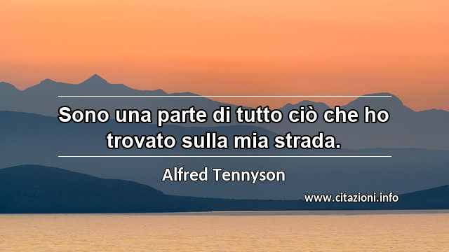 “Sono una parte di tutto ciò che ho trovato sulla mia strada.”