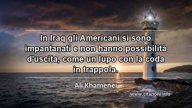 “In Iraq gli Americani si sono impantanati e non hanno possibilità d'uscita, come un lupo con la coda in trappola.”