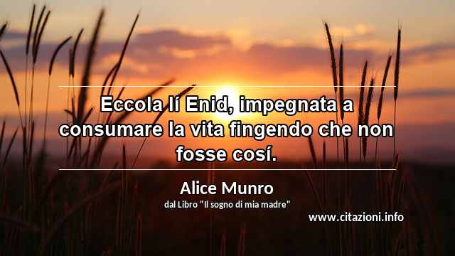 “Eccola lí Enid, impegnata a consumare la vita fingendo che non fosse cosí.”