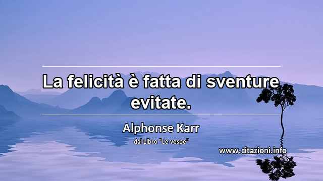 “La felicità è fatta di sventure evitate.”