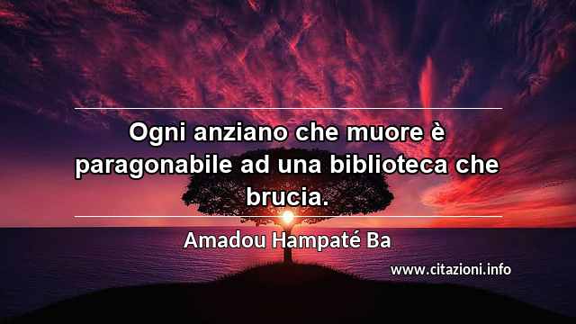 “Ogni anziano che muore è paragonabile ad una biblioteca che brucia.”