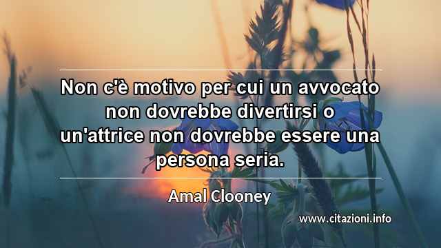 “Non c'è motivo per cui un avvocato non dovrebbe divertirsi o un'attrice non dovrebbe essere una persona seria.”