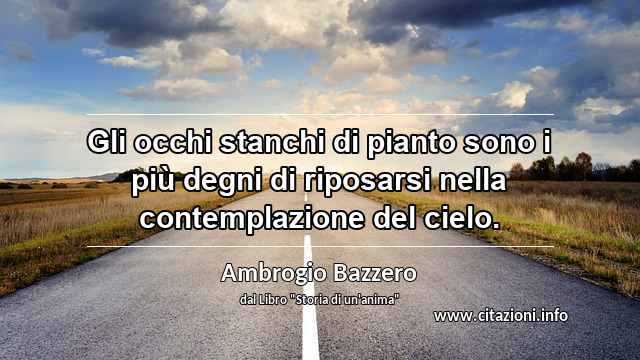 “Gli occhi stanchi di pianto sono i più degni di riposarsi nella contemplazione del cielo.”
