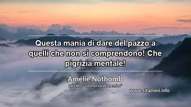“Questa mania di dare del pazzo a quelli che non si comprendono! Che pigrizia mentale!”