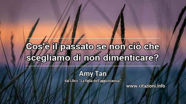“Cos'è il passato se non ciò che scegliamo di non dimenticare?”