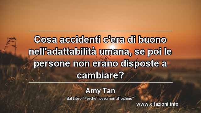 “Cosa accidenti c'era di buono nell'adattabilità umana, se poi le persone non erano disposte a cambiare?”