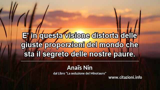 “E' in questa visione distorta delle giuste proporzioni del mondo che sta il segreto delle nostre paure. ”