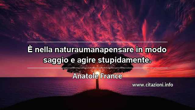 “È nella naturaumanapensare in modo saggio e agire stupidamente.”