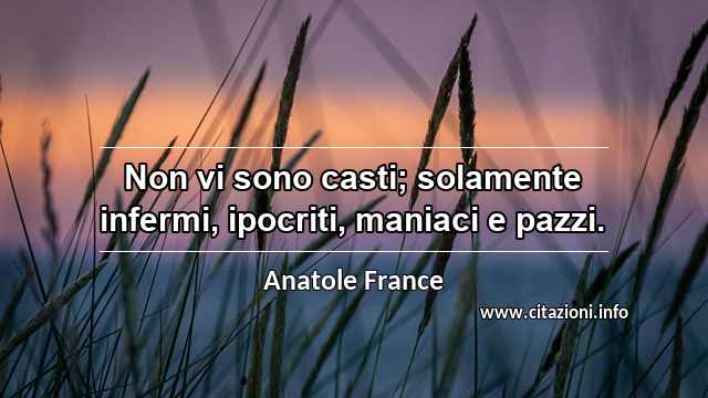 “Non vi sono casti; solamente infermi, ipocriti, maniaci e pazzi.”