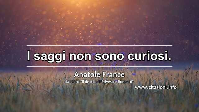 “I saggi non sono curiosi.”