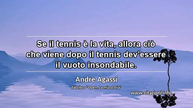 “Se il tennis è la vita, allora ciò che viene dopo il tennis dev’essere il vuoto insondabile.”