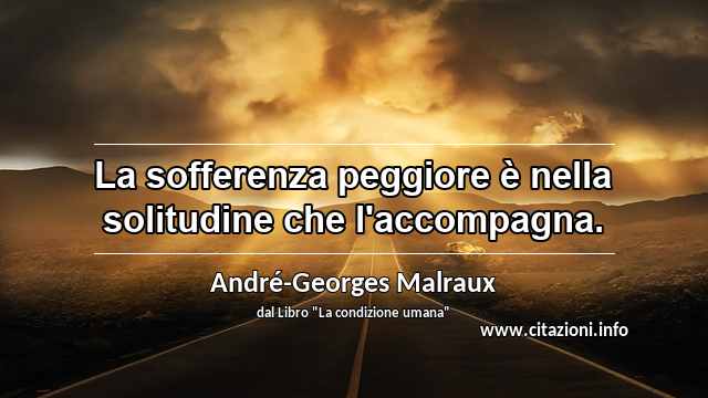 “La sofferenza peggiore è nella solitudine che l'accompagna.”