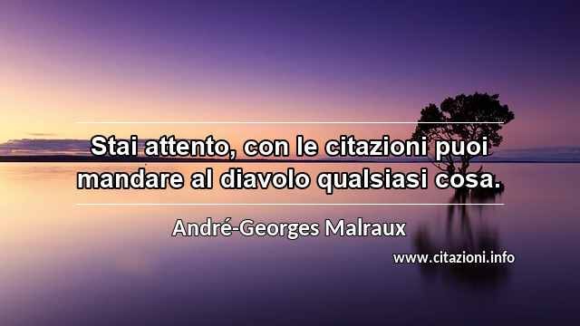 “Stai attento, con le citazioni puoi mandare al diavolo qualsiasi cosa.”