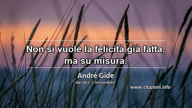 “Non si vuole la felicità già fatta, ma su misura.”