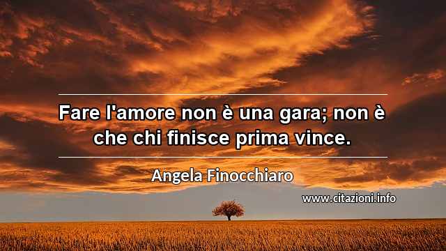 “Fare l'amore non è una gara; non è che chi finisce prima vince.”