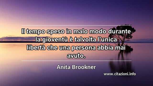 “Il tempo speso in malo modo durante la gioventù è talvolta l'unica libertà che una persona abbia mai avuto.”