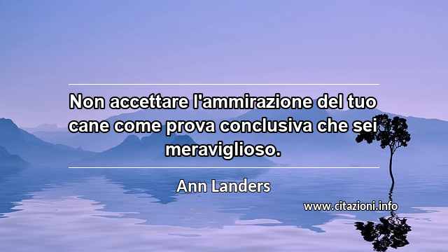 “Non accettare l'ammirazione del tuo cane come prova conclusiva che sei meraviglioso.”