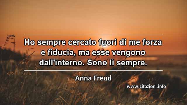 “Ho sempre cercato fuori di me forza e fiducia, ma esse vengono dall'interno. Sono lì sempre.”