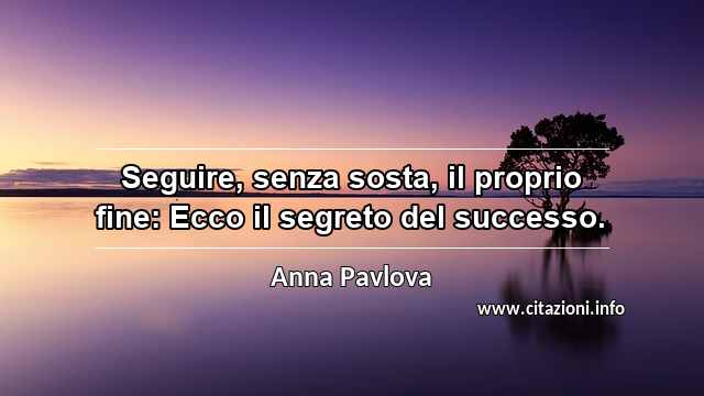 “Seguire, senza sosta, il proprio fine: Ecco il segreto del successo.”