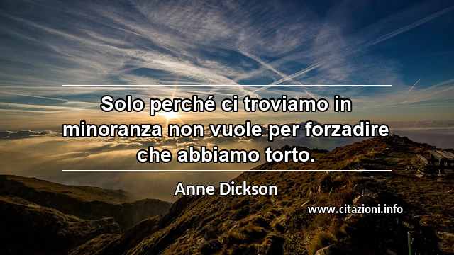 “Solo perché ci troviamo in minoranza non vuole per forzadire che abbiamo torto.”