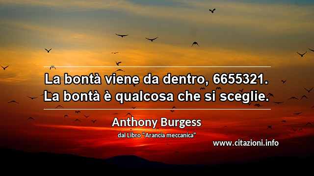 “La bontà viene da dentro, 6655321. La bontà è qualcosa che si sceglie. ”