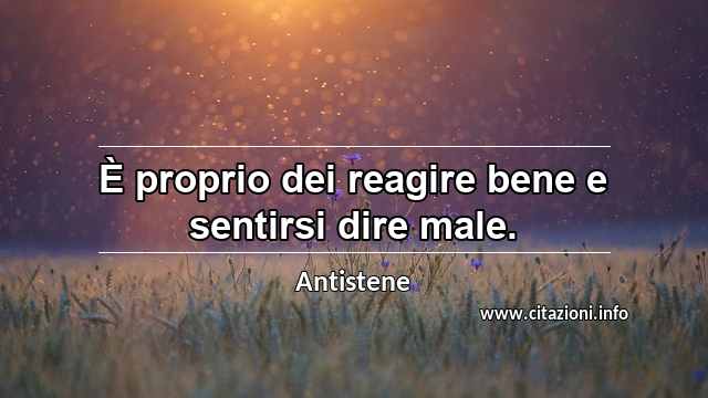 “È proprio dei reagire bene e sentirsi dire male.”