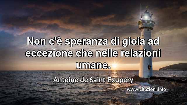 “Non c'è speranza di gioia ad eccezione che nelle relazioni umane.”