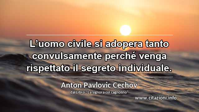 “L’uomo civile si adopera tanto convulsamente perché venga rispettato il segreto individuale.”