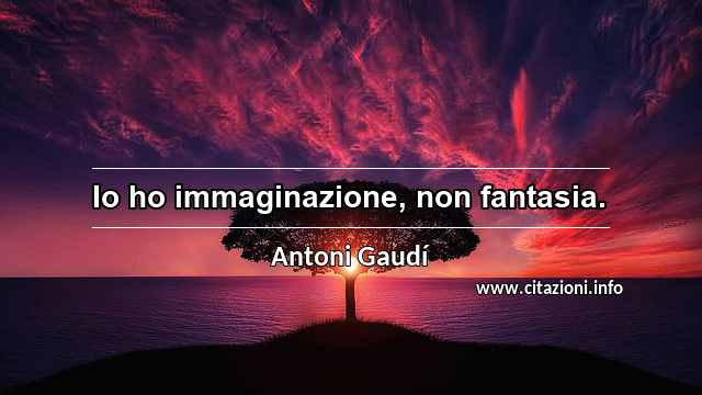 “Io ho immaginazione, non fantasia.”